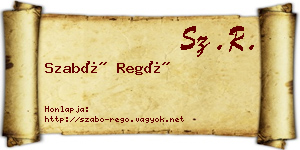 Szabó Regő névjegykártya